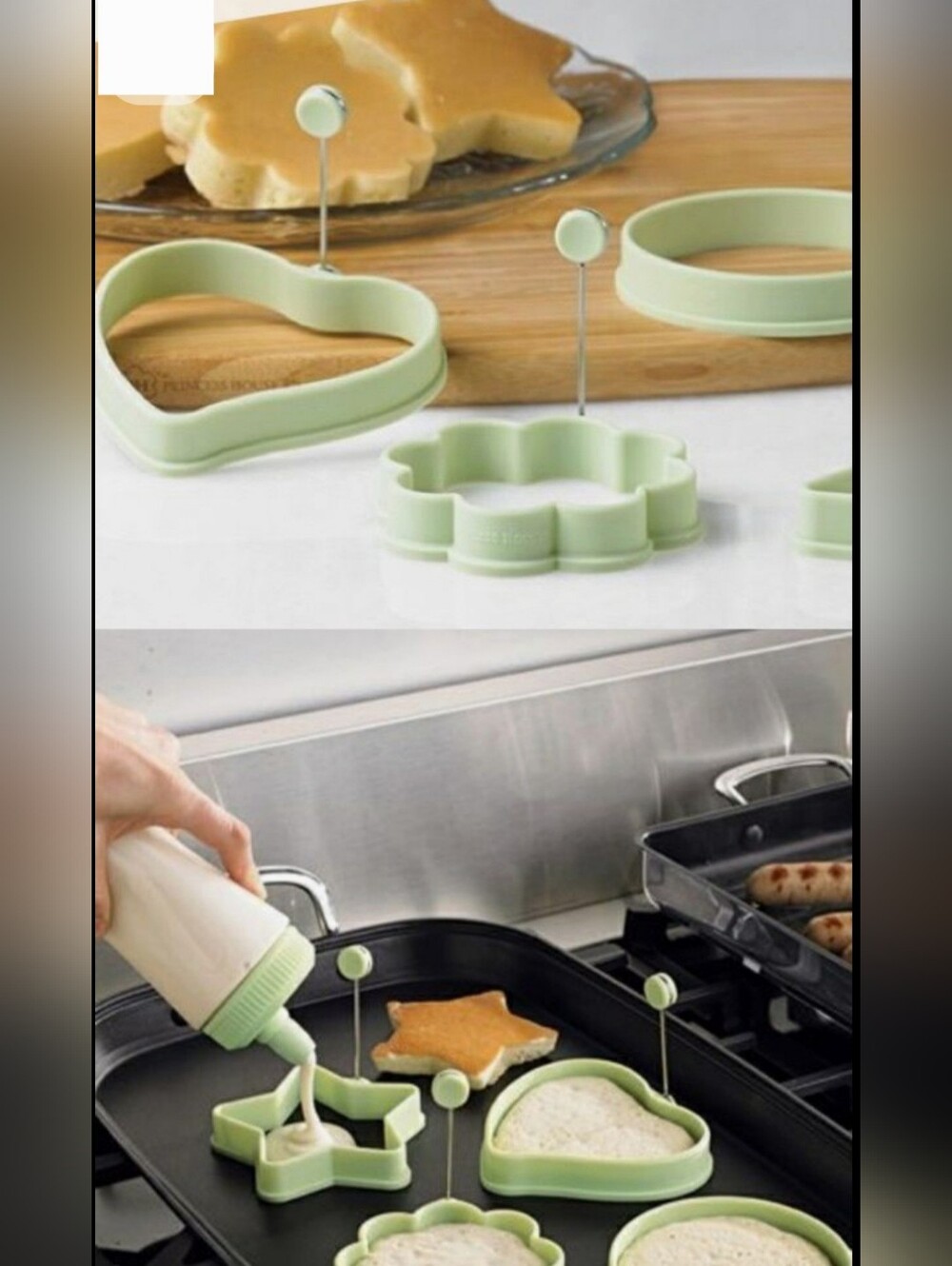 Set Princess House Silicone Pancake Or Egg 4 Piece Set Circle Heart Star Flower